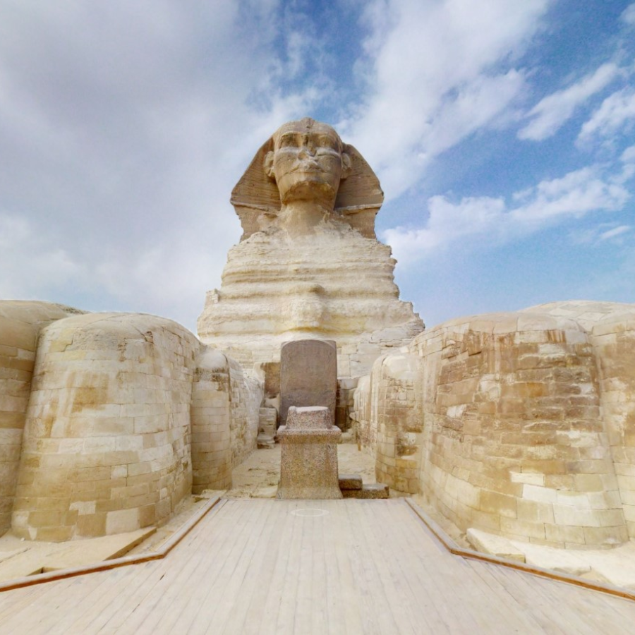 Tour virtual mostra Grande Pirâmide e Esfinge do Egito Antigo