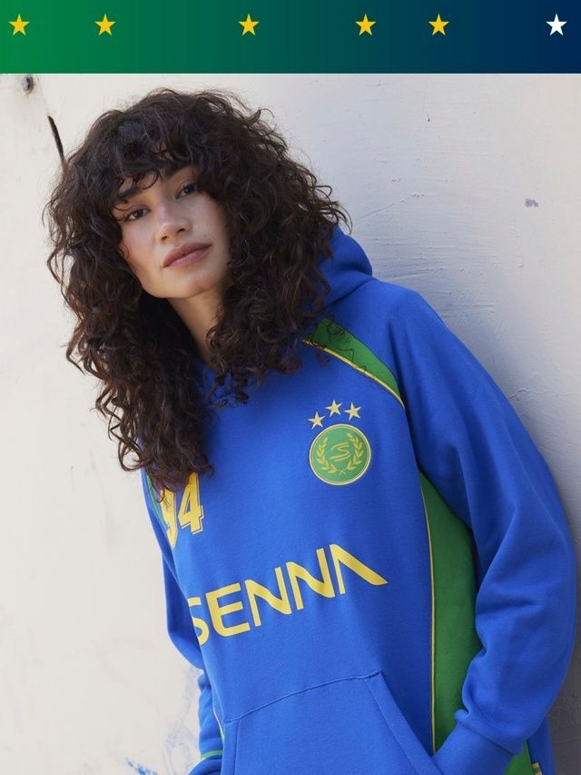 Senna inspira coleção de roupa pré-Copa com estética dos anos 1990